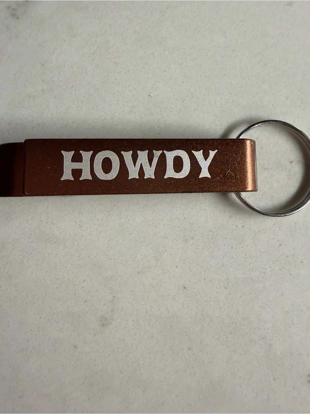 Howdy Metallic Brown Keychain Bottle Opener - party favors, western accessories